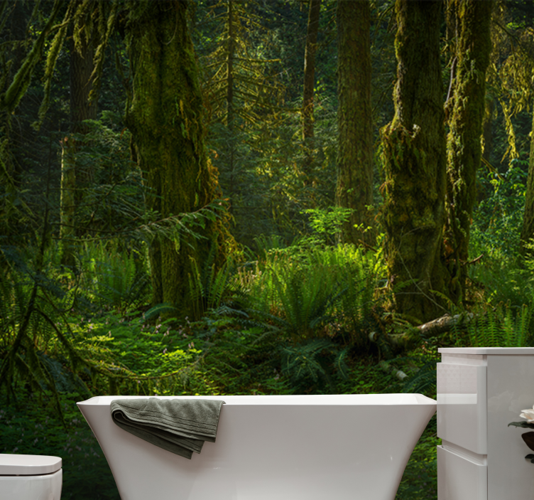 Mystical Green Forest tree mural - TenStickers