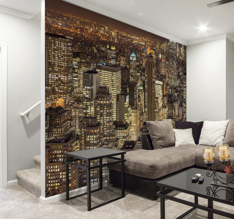New york wall mural by night - TenStickers