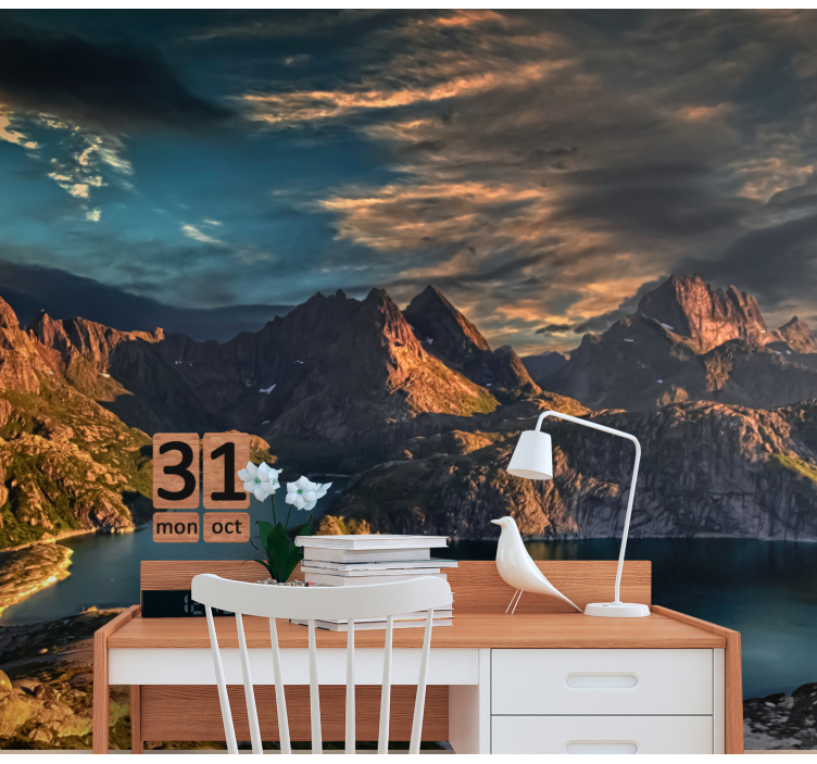 Norwegian sea and mountains nature wall mural - TenStickers