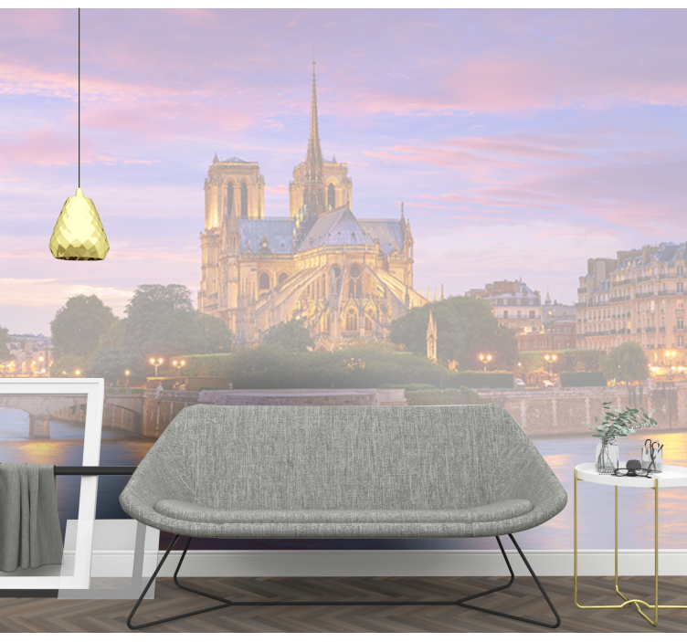 Notre Dame sunset paris wall mural - TenStickers