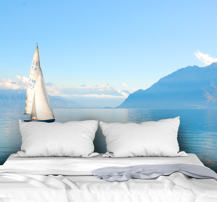 Ocean with sailing boats under the sea mural - TenStickers