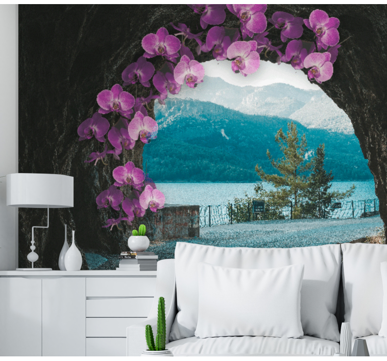 Orchids Framing Landscape flower wall mural - TenStickers