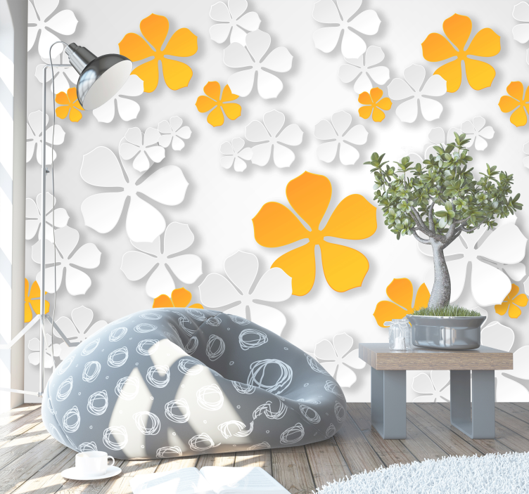 Oriental flowers wall mural - TenStickers