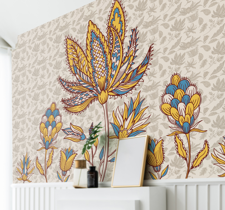 Paisley Flower Set flower wall mural - TenStickers