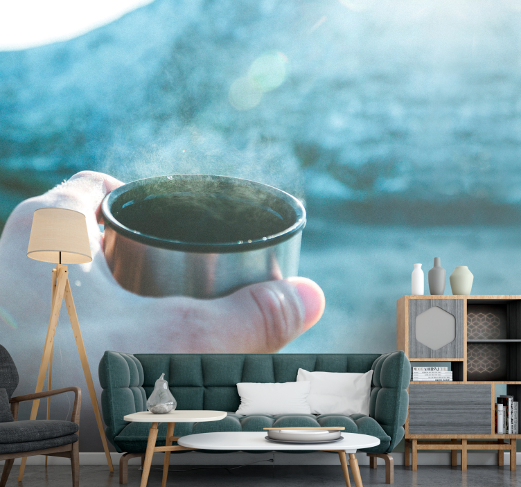 People wall mural hand holding drink - TenStickers