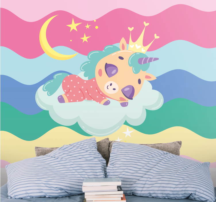 People wall mural with dreaming unicorn fantasy - TenStickers