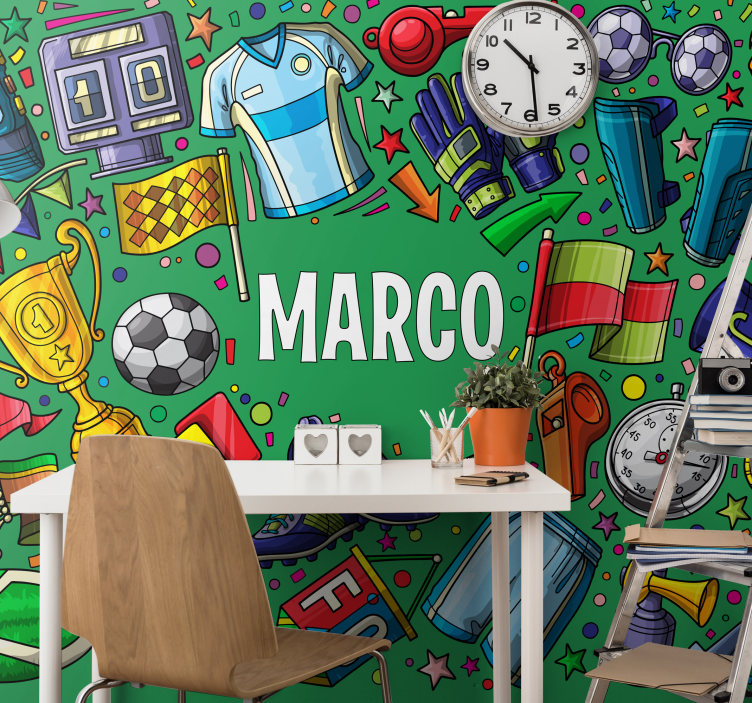 Personalized wall mural with sports themes - TenStickers