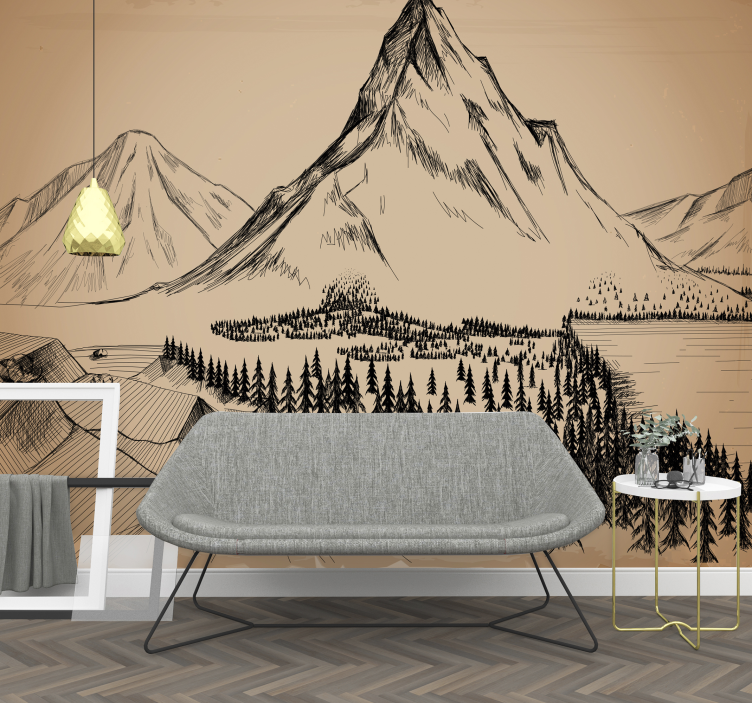 Pines with rocks Forest Wall Mural - TenStickers