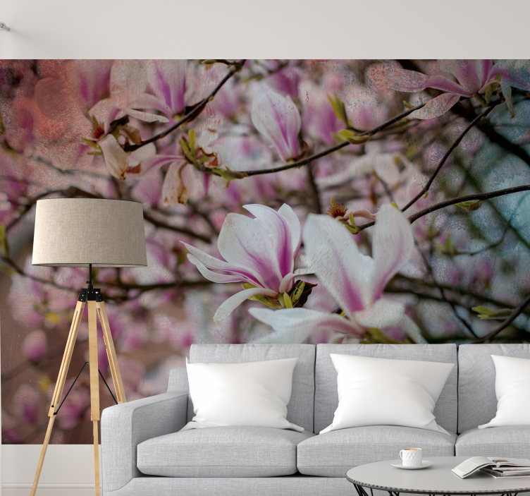 Pink flower tree Magnolia Wall Mural - TenStickers