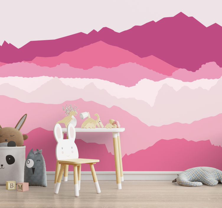 Pink mountains Mountain wall mural - TenStickers