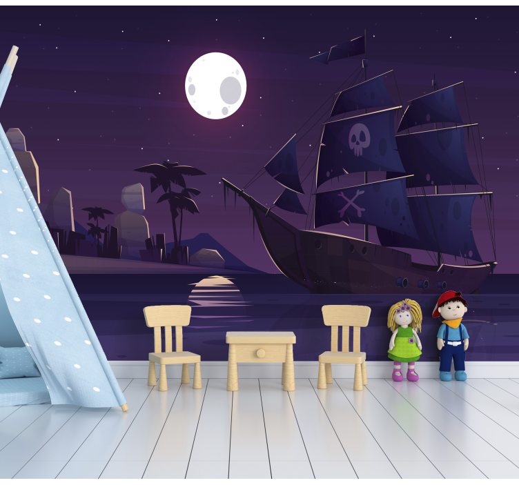 Pirate ship at night Kids Murals - TenStickers