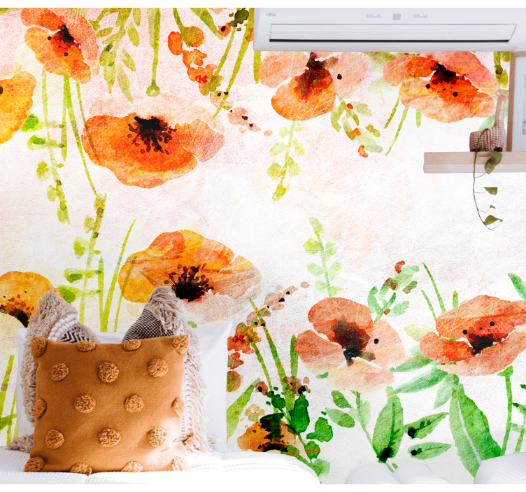 Poppy wall mural bright poppy blooms - TenStickers
