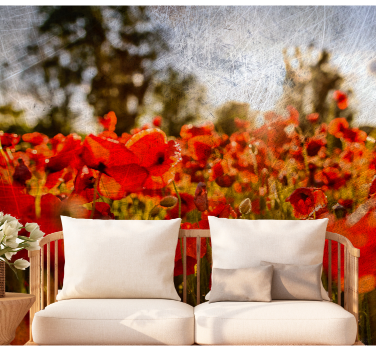Poppy wall mural poppy field blossom - TenStickers