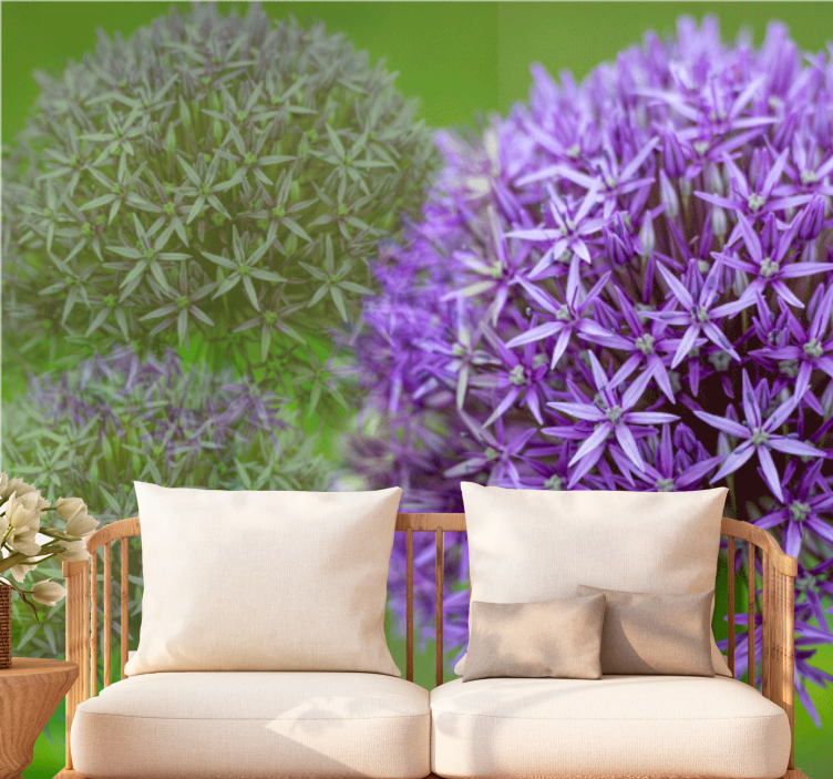 Poppy wall mural purple floral design - TenStickers