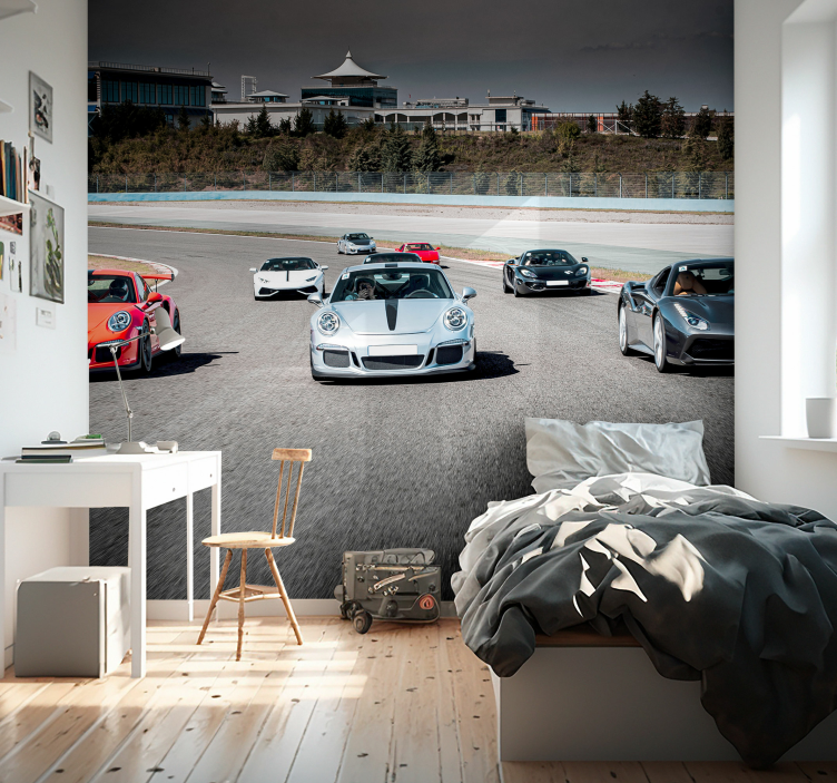 Racing on a track car wall mural - TenStickers