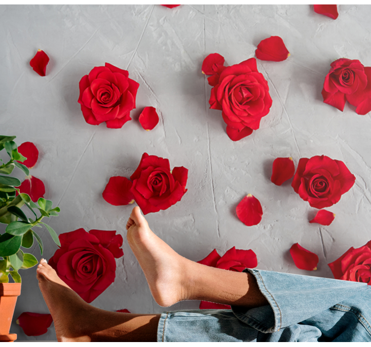 Red Rose Petals flower wall mural - TenStickers