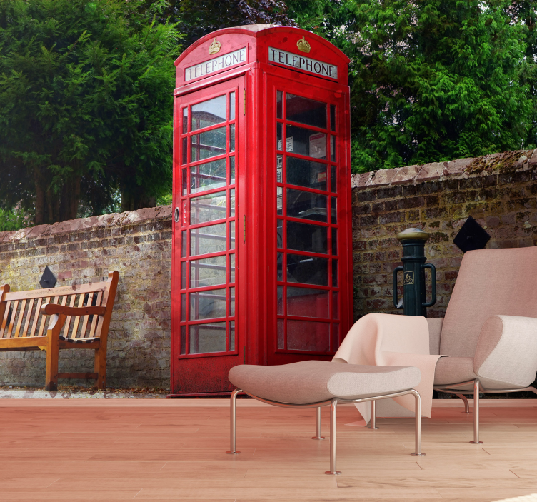 Red telephone booth in London Wall Mural - TenStickers