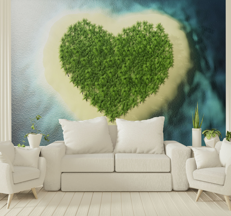 Romantic wall mural heart shaped oasis - TenStickers