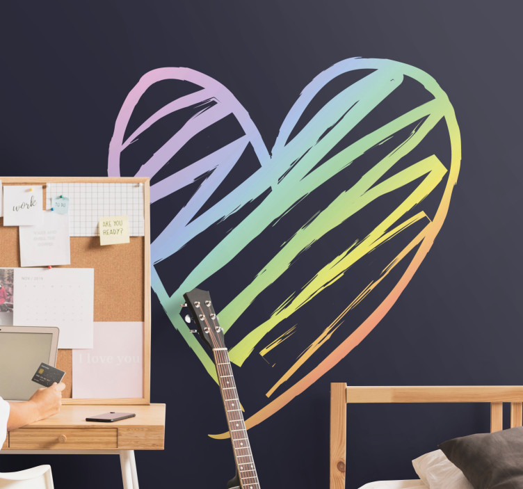 Romantic wall mural rainbow heart pattern - TenStickers