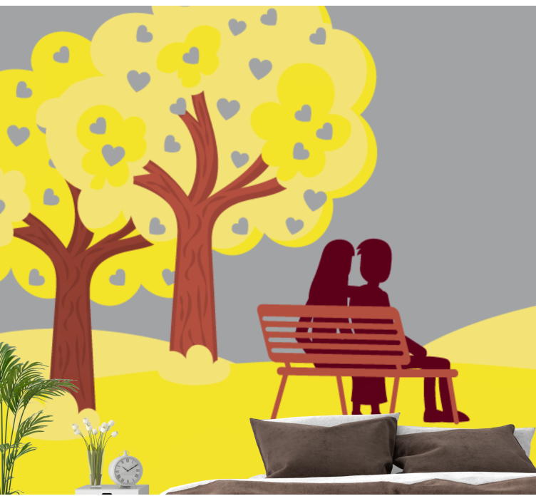 Romantic wall mural romantic couple silhouette - TenStickers