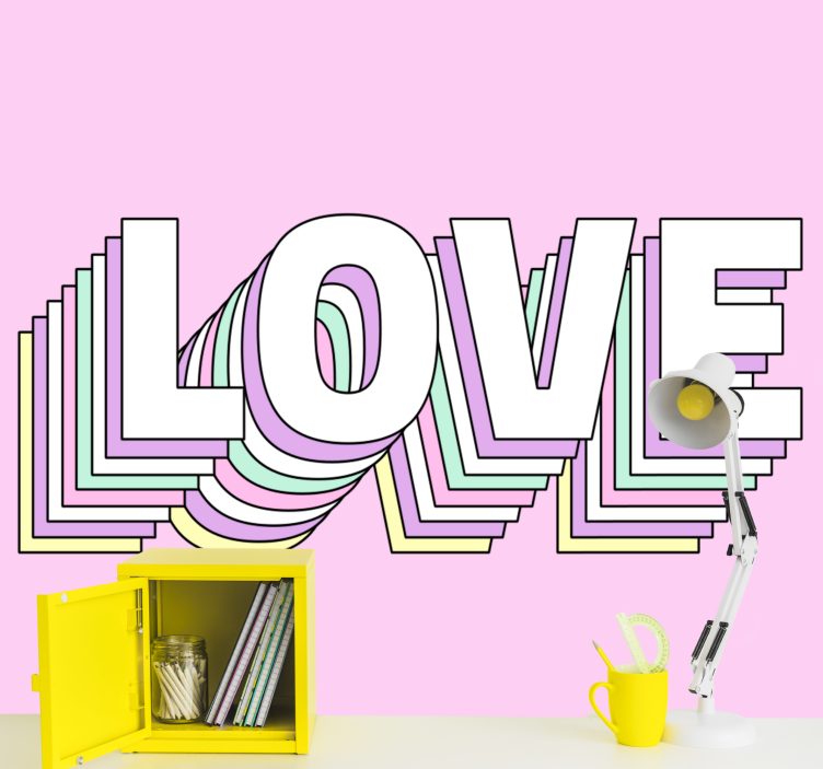 Romantic wall mural with stylized love typography - TenStickers