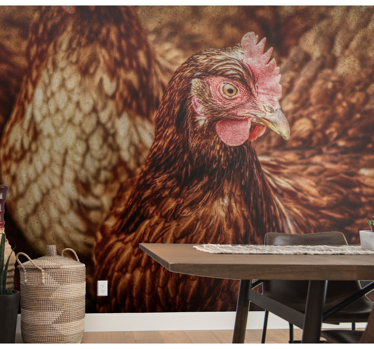 Rustic chicken portrait animals wall mural - TenStickers