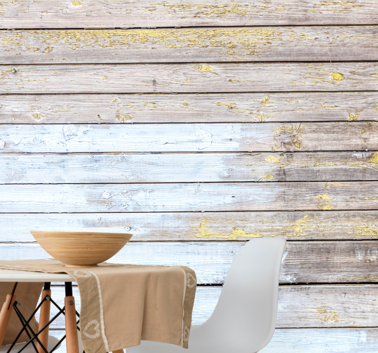Rustic planks painted in white Wood Wall Mural - TenStickers