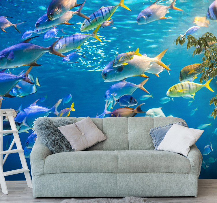 School of sea animal wall mural - TenStickers