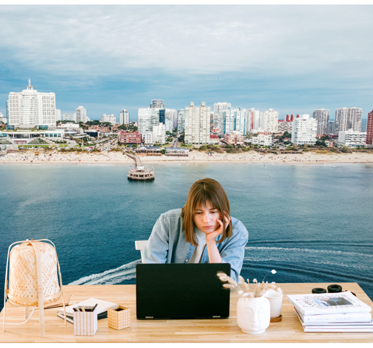 Seaside Urban Vista city wall mural - TenStickers