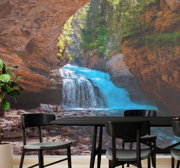 Secret Waterfall Cave Waterfall Wall Mural - TenStickers