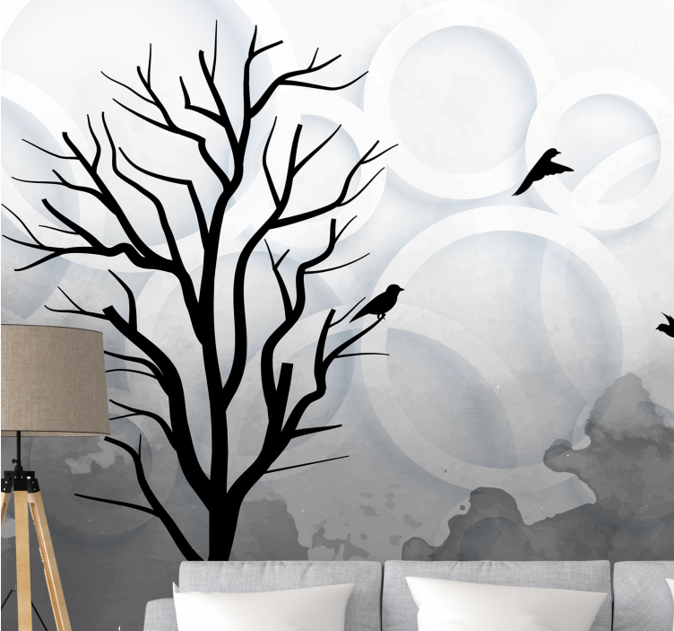 Silhouette Tree Birds wall mural trees - TenStickers