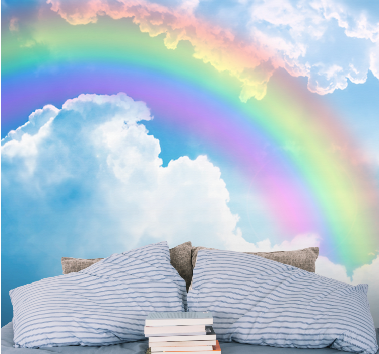 Sky wall mural colorful rainbow clouds - TenStickers