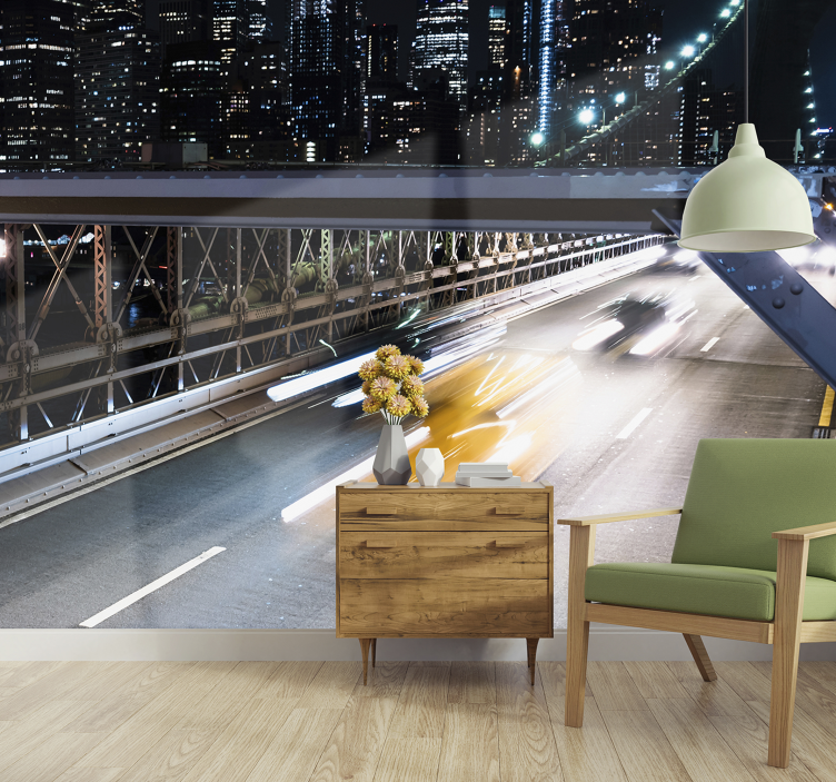 New york wall mural bridge and cars - TenStickers