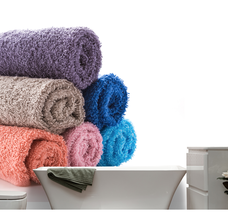 Soft Textured Towels wall mural bathroom - TenStickers