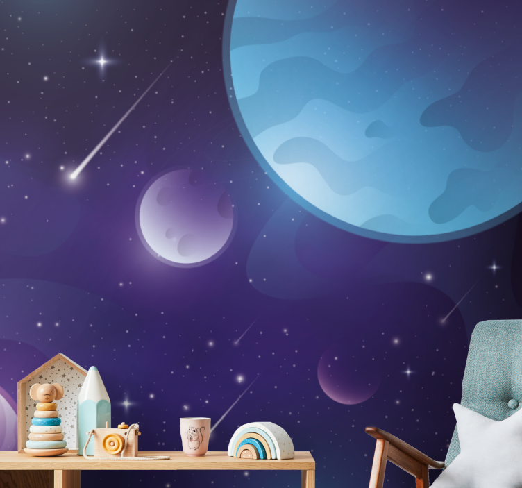 Space wall mural celestial orbital view - TenStickers