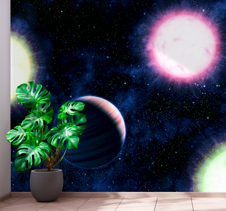 Space wall mural celestial planetary landscape - TenStickers