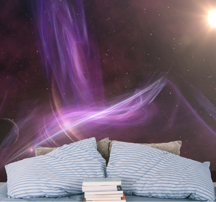 Space wall mural cosmic purple swirls - TenStickers