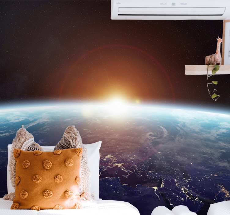 Space wall mural earth sunrise perspective - TenStickers
