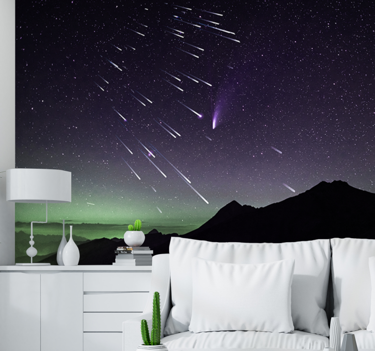 Space wall mural shooting stars night - TenStickers