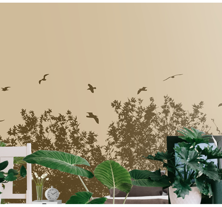 Spring flowers with birds wall mural - TenStickers