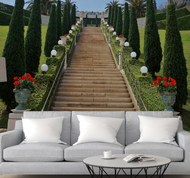 Stairway garden path landscape wall mural - TenStickers