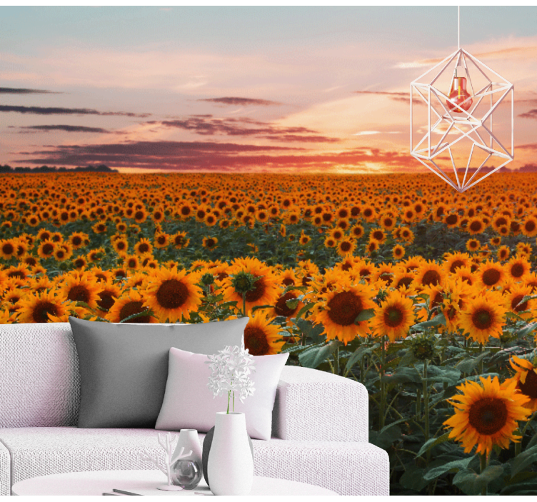 Sunflower Meadow Dusk flower wall mural - TenStickers