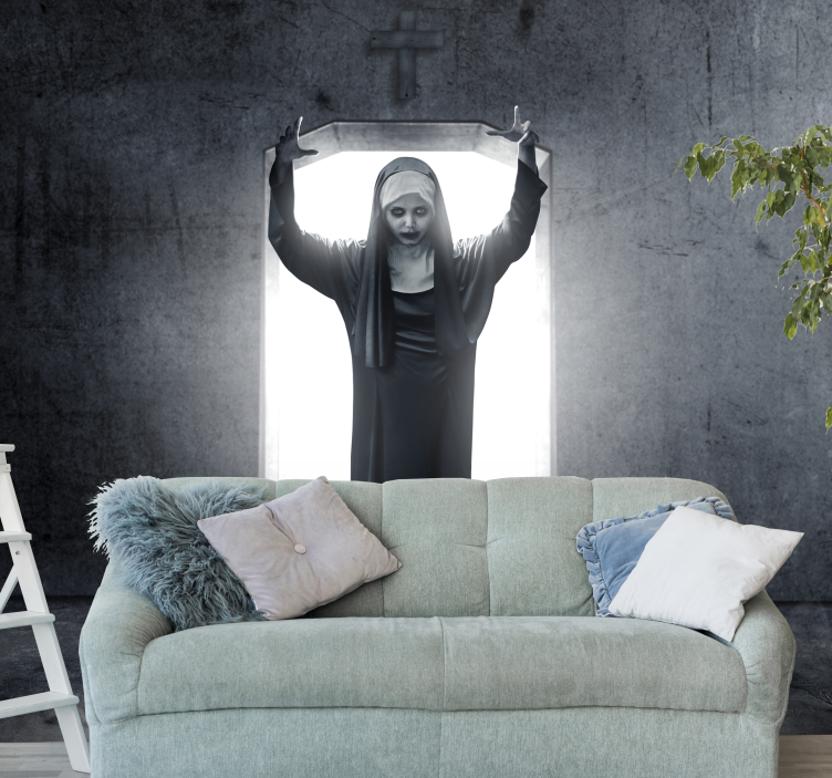 Terrifying nun shouting  wall mural - TenStickers