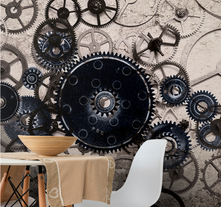 Texture wall mural mechanical gear patterns - TenStickers