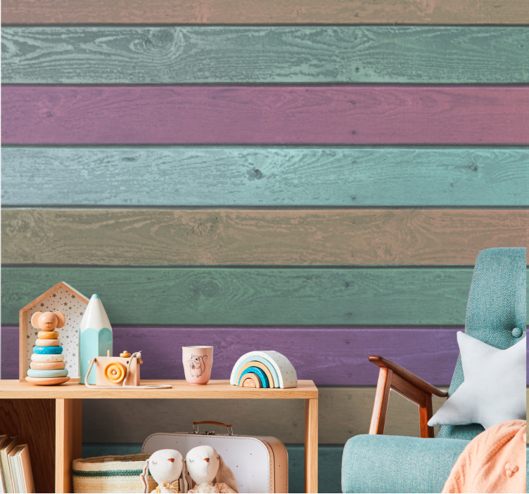 Rainbow Planks Dark Shades woods wall mural - TenStickers
