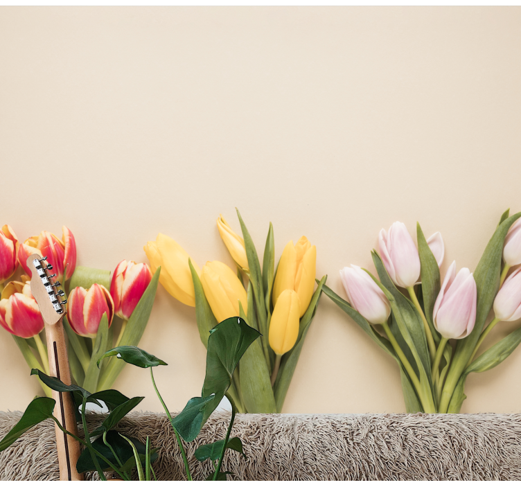 Three colours of Flowers wall mural - TenStickers