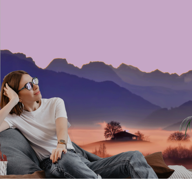 Tranquil mountain landscape landscape wall mural - TenStickers