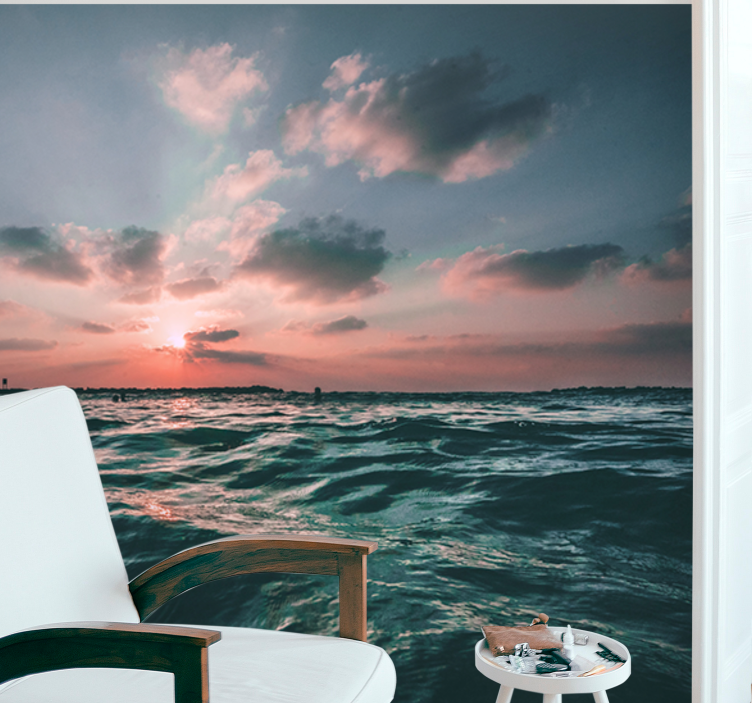 Under the sea wall mural sunset over waves - TenStickers