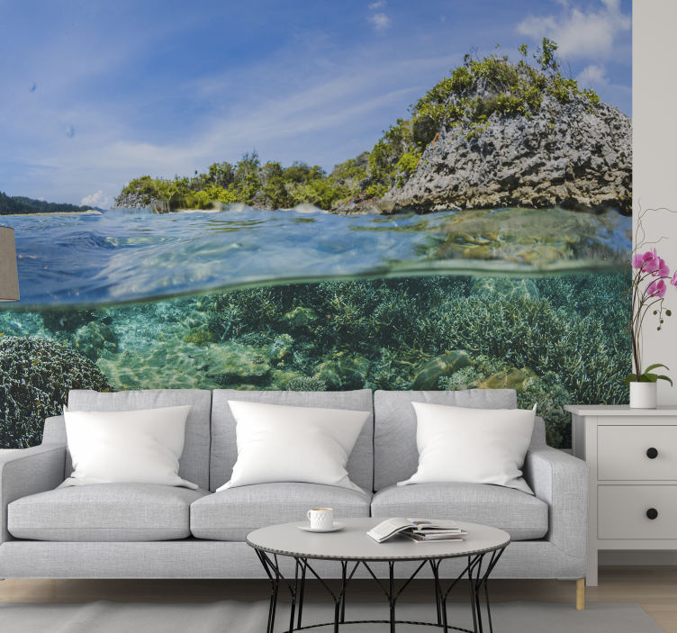 Underwater profile sea wall mural - TenStickers