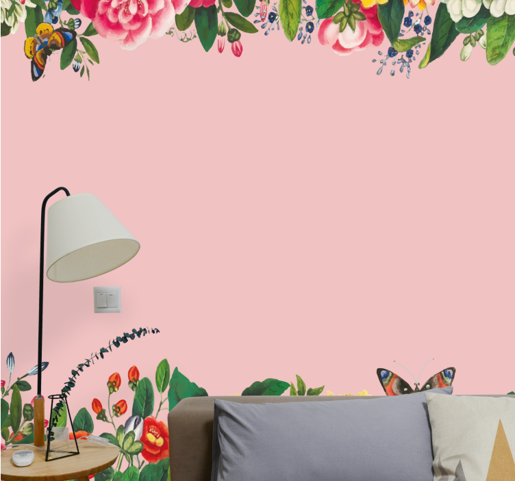 Elegant pink floral design flower wall mural - TenStickers